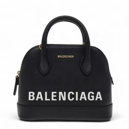 Balenciaga Ville Small Handbag Leather 2way Black Gold Women's Bag with Strap