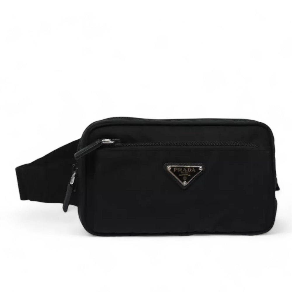 Prada Waist Bag Nylon Black Unisex Belt Bag Adjustable Strap