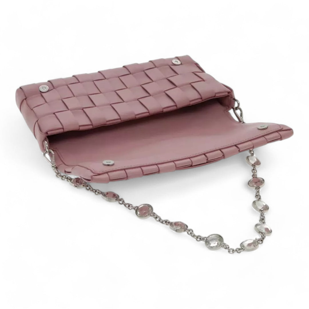 Miu Miu Shoulder Bag Leather Pink Silver Women Handbag Chain