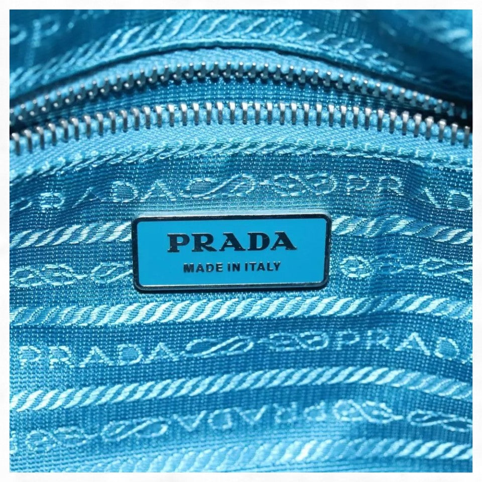 Prada Shoulder Bag Nylon Light Blue Unisex Made in Italy