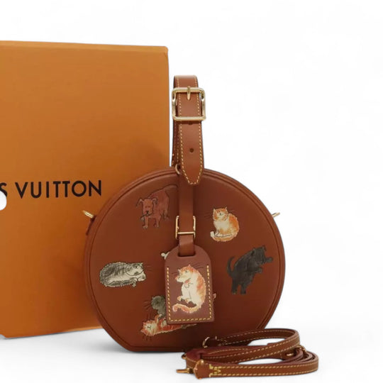 Louis Vuitton Catgram Petite Boite Chapeau Leather Women's Shoulder Bag Brown Made in Italy