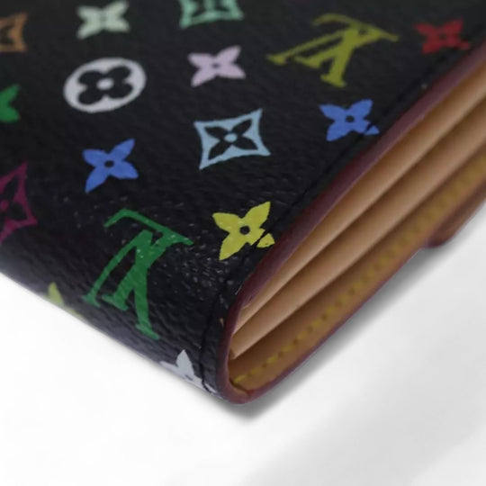 Louis Vuitton Multicolor Monogram Sarah Long Wallet Black Womens