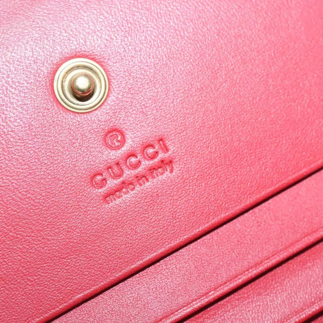 GUCCI GG Supreme Cherry Wallet PVC Leather Beige Red Women's