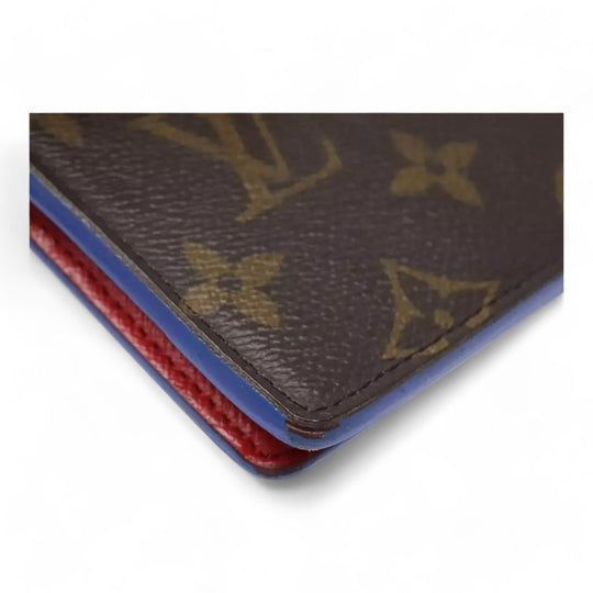 Louis Vuitton Monogram NBA Mens Leather Bifold Wallet Brown Red