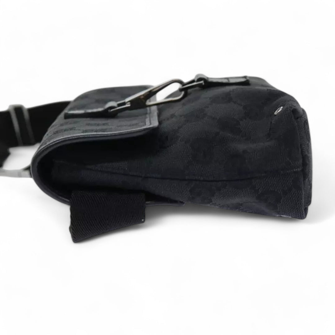 Gucci GG Canvas Waist Bag Black Unisex Shoulder Strap