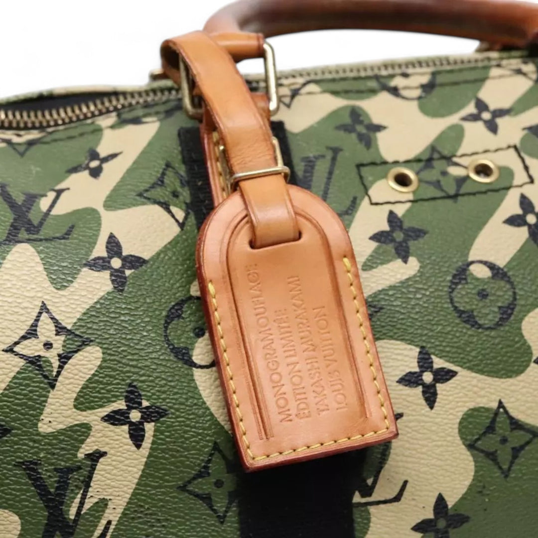 Louis Vuitton Camouflage Takashi Murakami Speedy 35 Handbag Women's Monogram Canvas