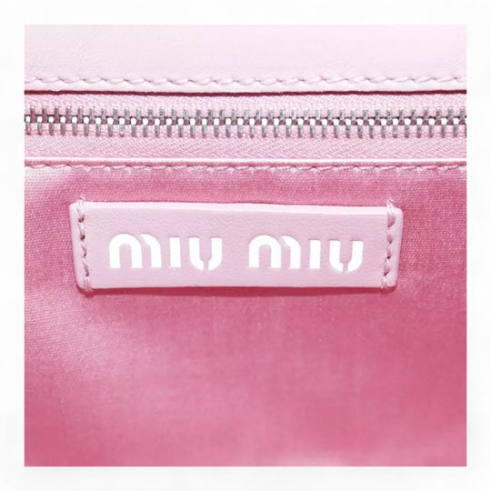 Miu Miu Shoulder Bag Leather Pink Silver Women Handbag Chain