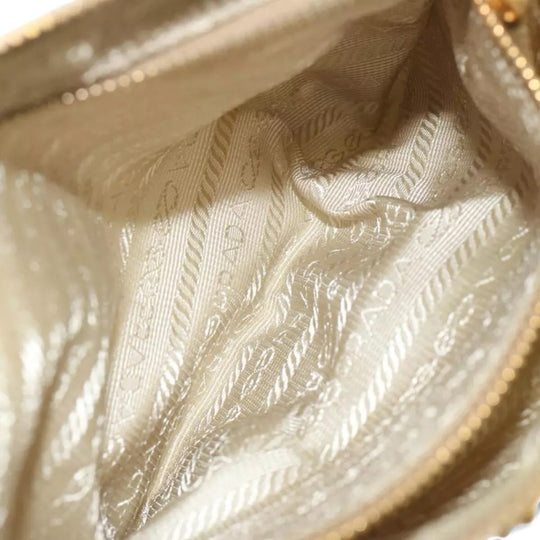 Prada Accessory Pouch Nylon Cream Gold Tassel Shoulder Bag Women Handbag