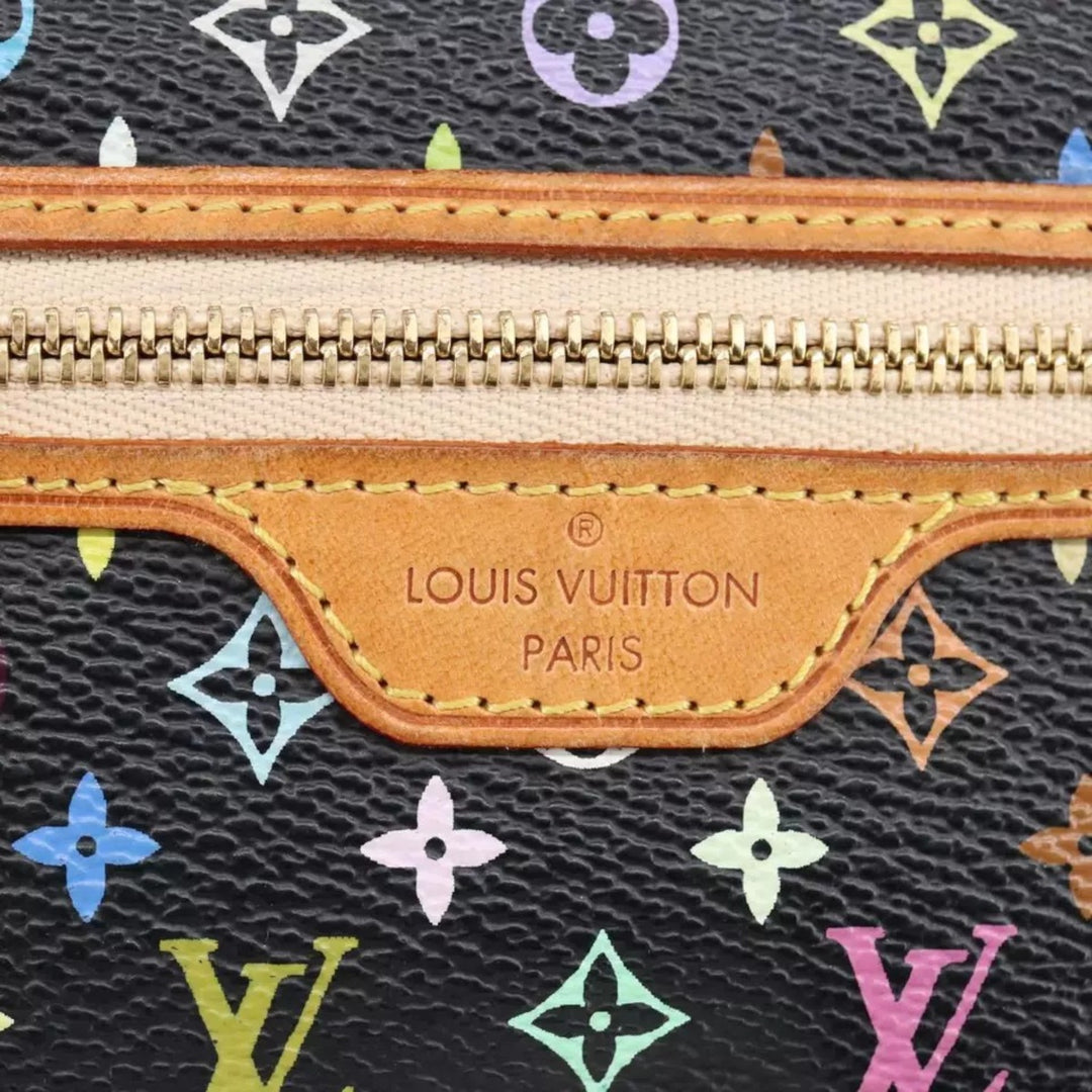 Louis Vuitton Multicolor Pochette MM Coin Purse Black Monogram Canvas Women's Wallet