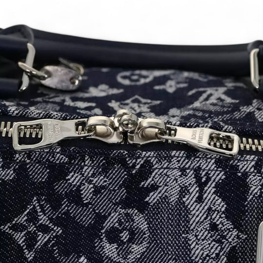 Louis Vuitton Monogram Tapestry Keepall Bandouliere 50 Boston Bag Blue Denim Unisex Travel Handbag