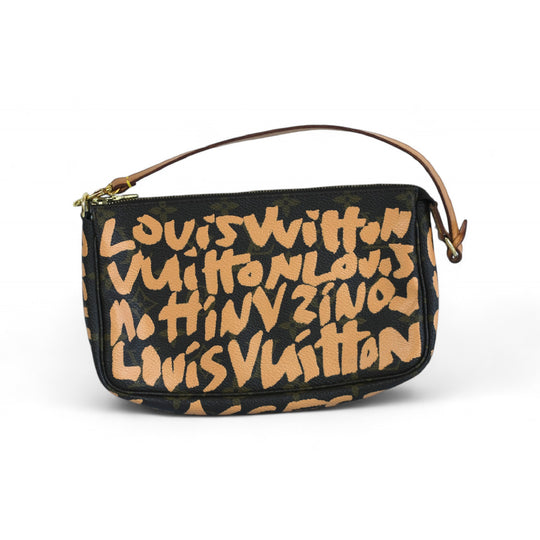 Louis Vuitton Stephen Sprouse Graffiti Clutch Monogram Canvas Brown Orange Unisex Handbag Zip