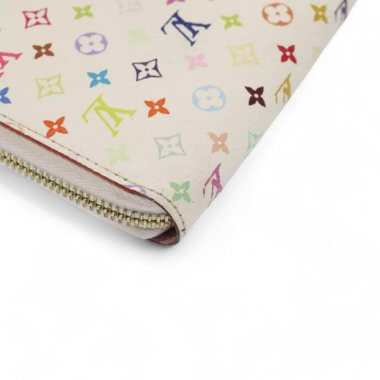 Louis Vuitton Monogram Multicolor Zippy Wallet White Long Wallet