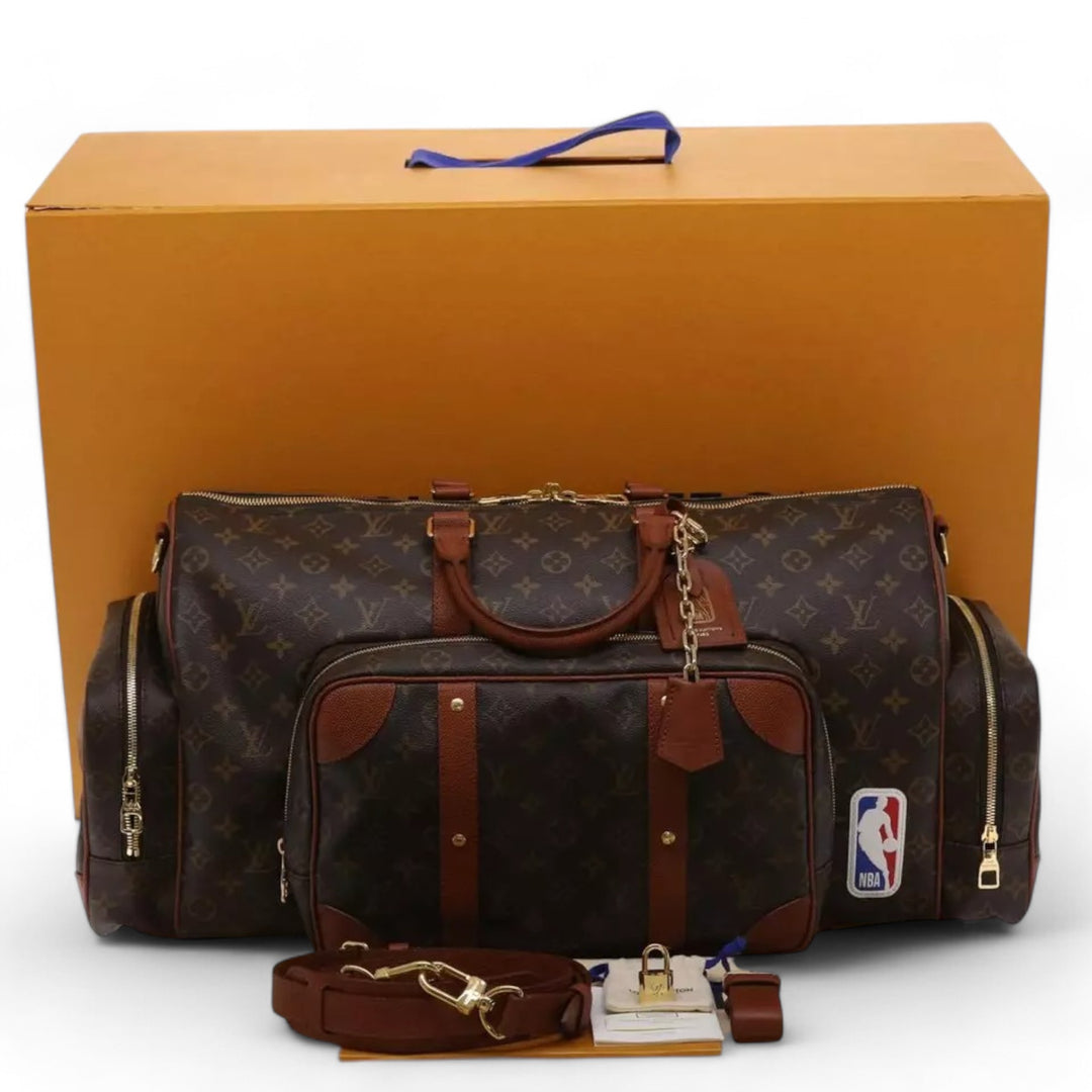 Louis Vuitton Monogram NBA Gym Bag Boston Bag 2way Brown Unisex Travel Duffle Bag with Shoulder Strap and Lock