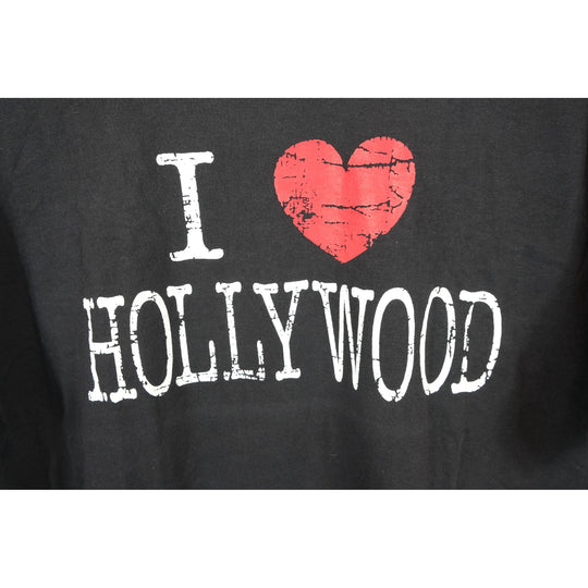 Delta Pro Weight Black I Love Hollywood T-Shirt Graphic Tee XL Casual Unisex Comfortable Soft Cotton Stylish Novelty Classic Vintage Look