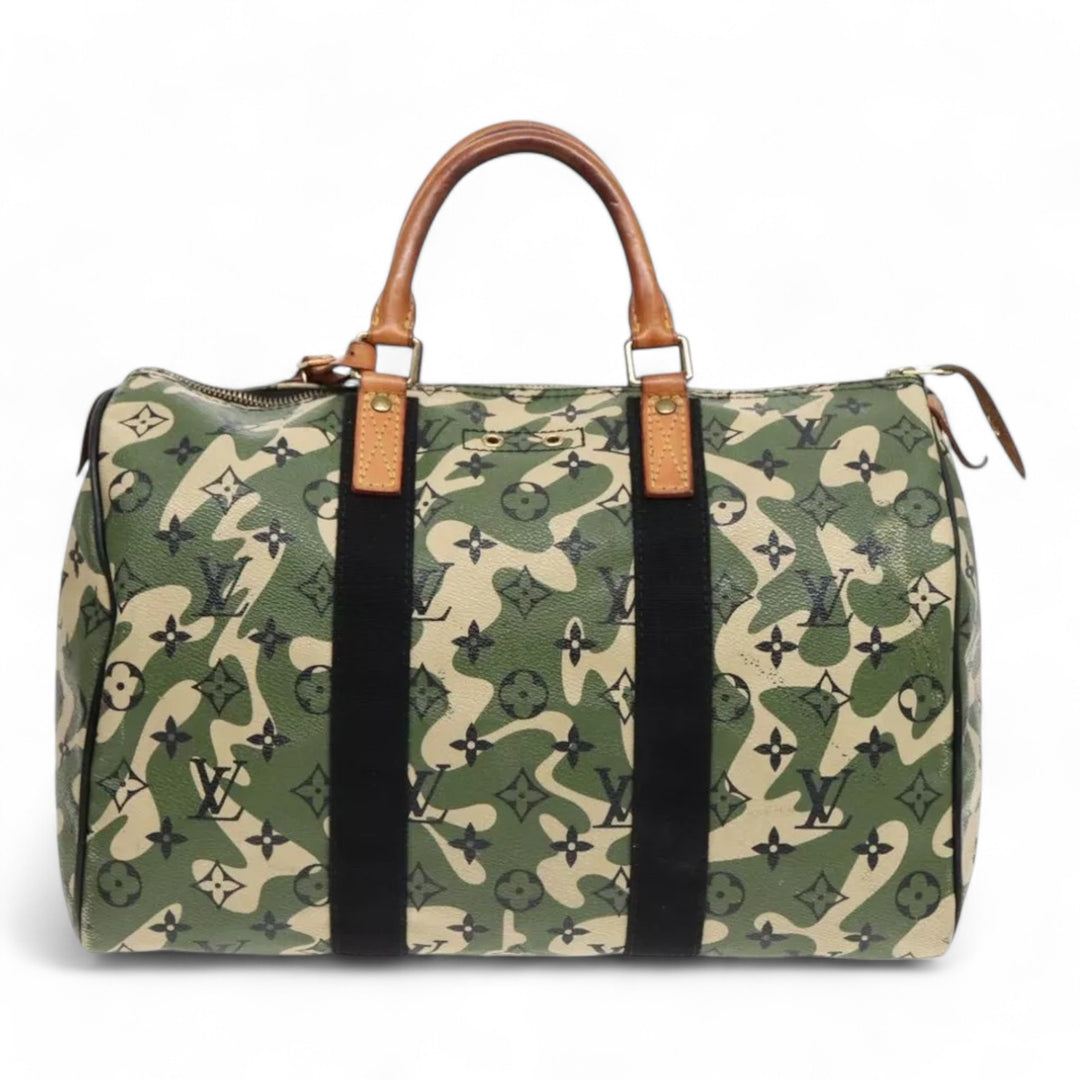 Louis Vuitton Camouflage Takashi Murakami Speedy 35 Handbag Women's Monogram Canvas