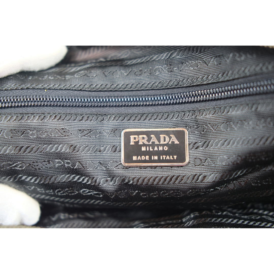 Prada Duffle Bag Pink Nylon Black Leather Trim Women's Travel Tote Handbag Lock Included