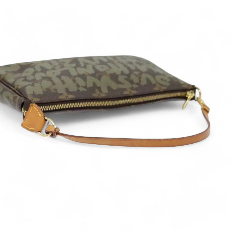 Louis Vuitton Monogram Graffiti Pochette Accessoires Khaki Pouch Bag Women's Handbag