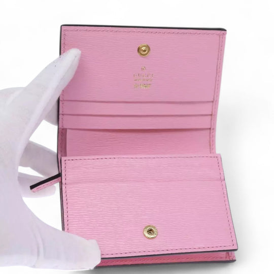 Gucci Bananya Wallet Pink Leather Bifold Compact Box Dust Bag Included