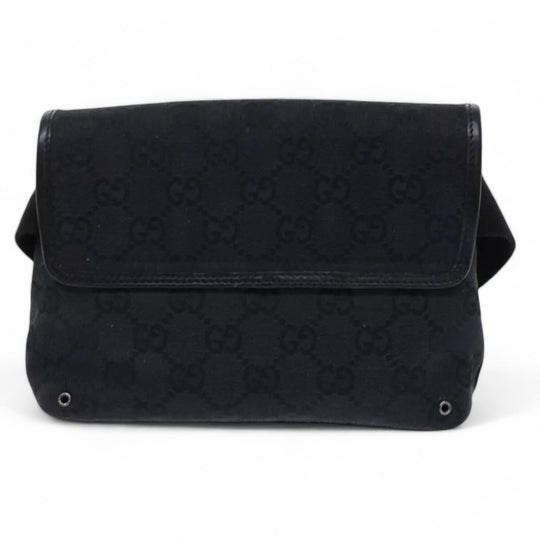 Gucci GG Canvas Waist Bag Black Unisex Shoulder Strap