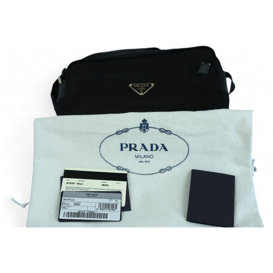 Prada Vela Black Nylon Crossbody Bag Unisex Designer Shoulder Messenger Purse Handbag NWT