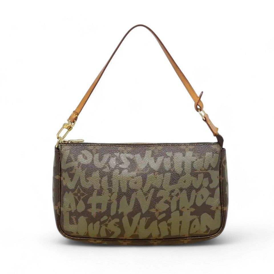 Louis Vuitton Monogram Graffiti Pochette Accessoires Khaki Pouch Bag Women's Handbag