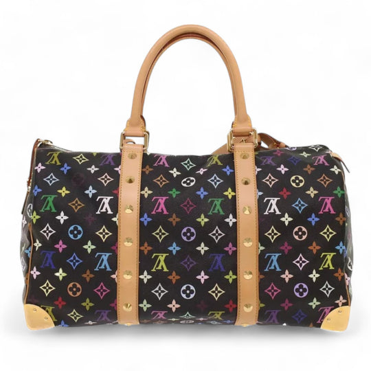 Louis Vuitton Monogram Multicolor Keepall 45 Boston Bag Black Women's Handbag with Dust Bag and Keys