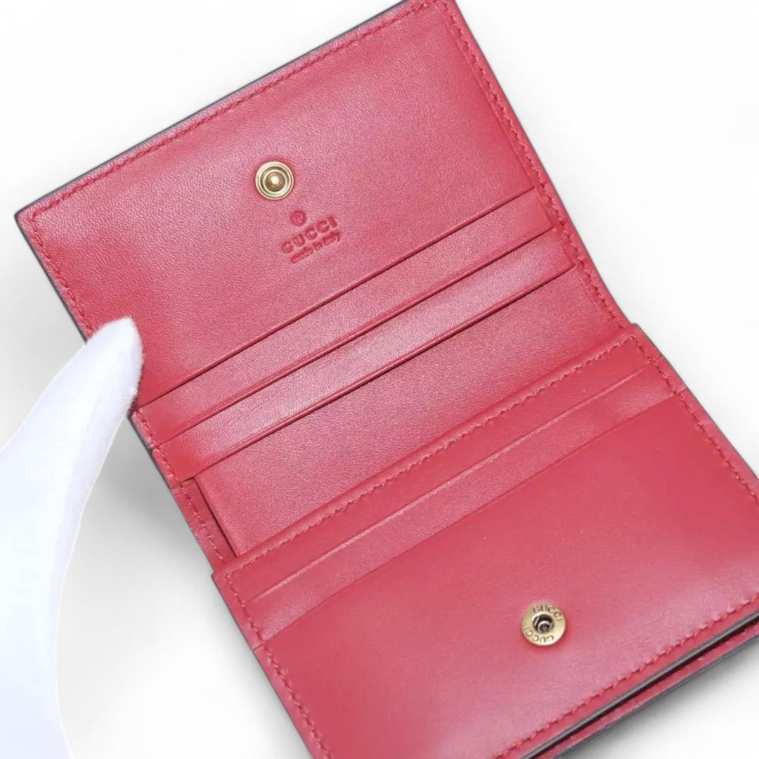 GUCCI GG Supreme Cherry Wallet PVC Leather Beige Red Women's