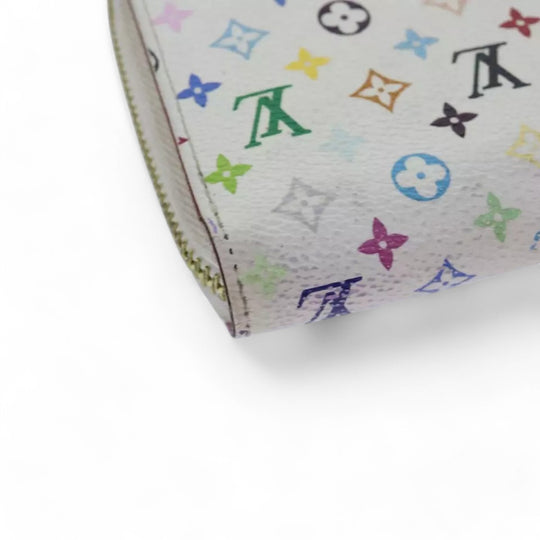 Louis Vuitton Monogram Zippy Wallet Multicolor White Long Wallet Womens