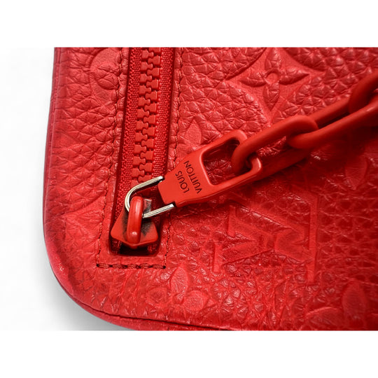 Louis Vuitton Solar Ray Pochette Volga Red Monogram Leather Clutch Bag Unisex Handbag Chain Strap