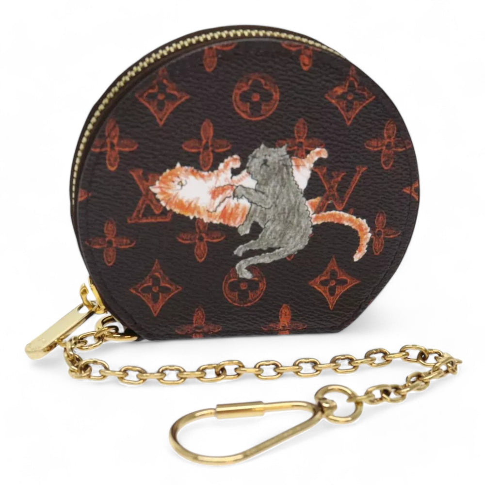 Louis Vuitton Catgram Chain Micro Powat Chapeau Coin Purse Monogram Canvas