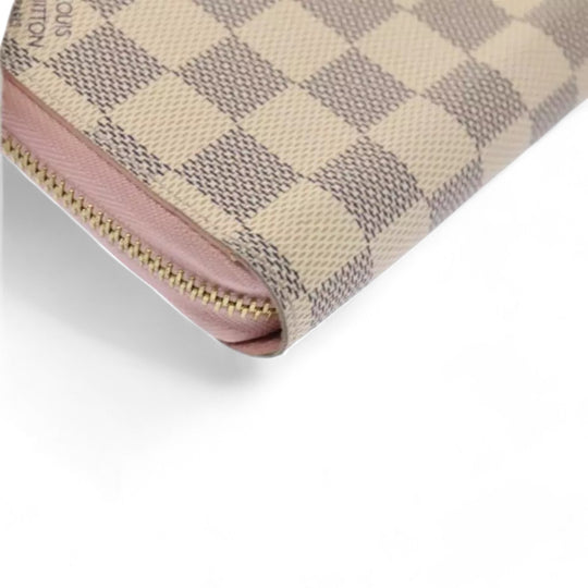 Louis Vuitton Damier Azur Zippy Wallet Long Pink Women Checkered