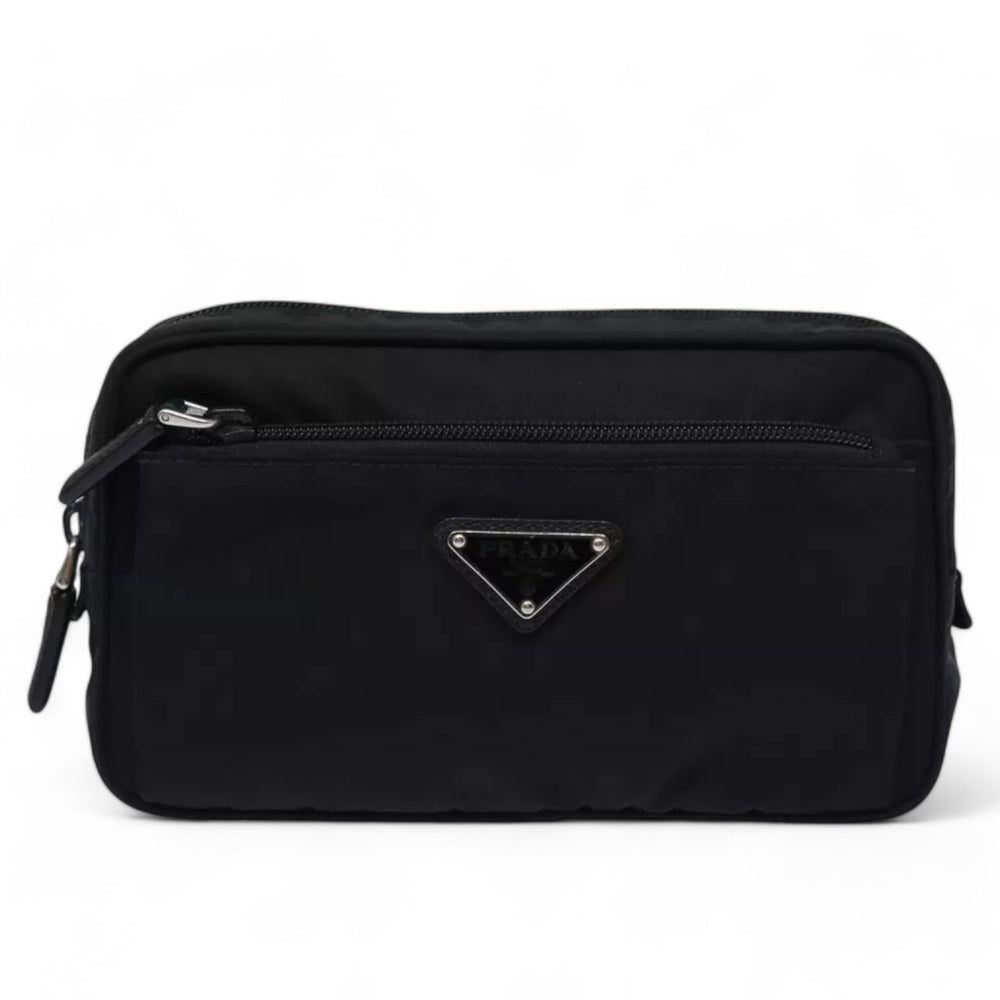 Prada Waist Bag Nylon Black Unisex Belt Bag Adjustable Strap