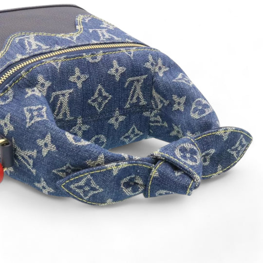 Louis Vuitton Monogram Denim Drip Japanese Cruiser Women's Shoulder Bag Blue with Strap and Box