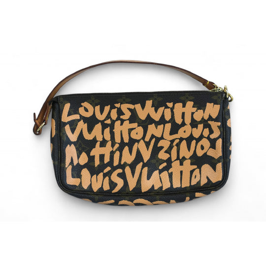 Louis Vuitton Stephen Sprouse Graffiti Clutch Monogram Canvas Brown Orange Unisex Handbag Zip