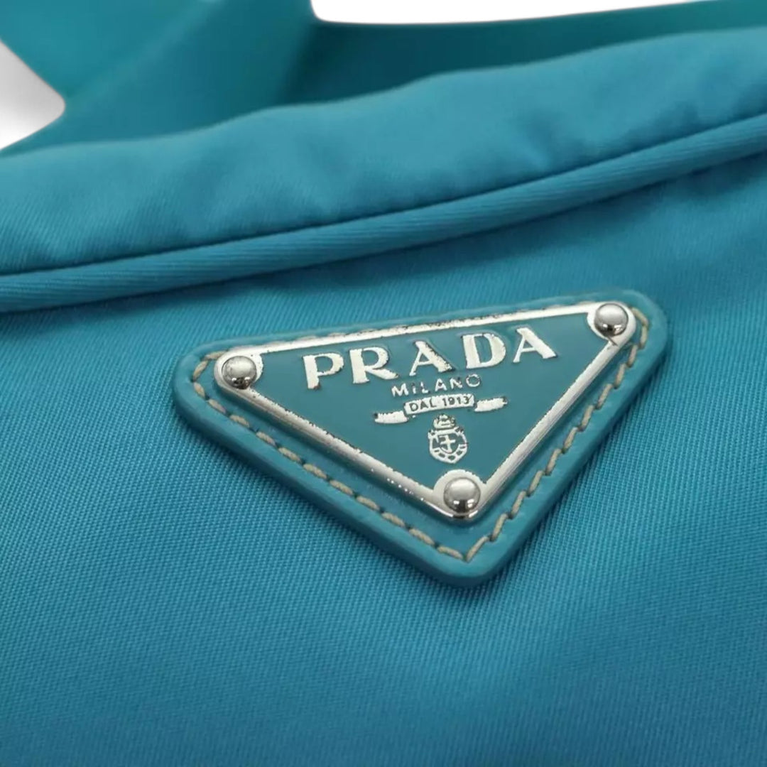 Prada Shoulder Bag Nylon Turquoise Blue Silver Unisex