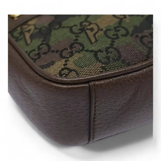 Gucci Palace Shoulder Bag Camouflage GG Canvas Web Sherry Line Unisex Green Brown Gold Hardware Crossbody Bag