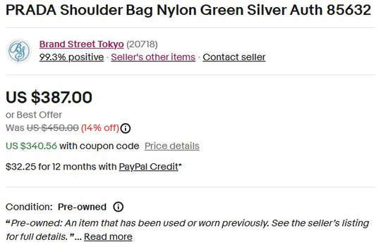 Prada Shoulder Bag Nylon Green Silver Unisex Adjustable Strap Made in Italy