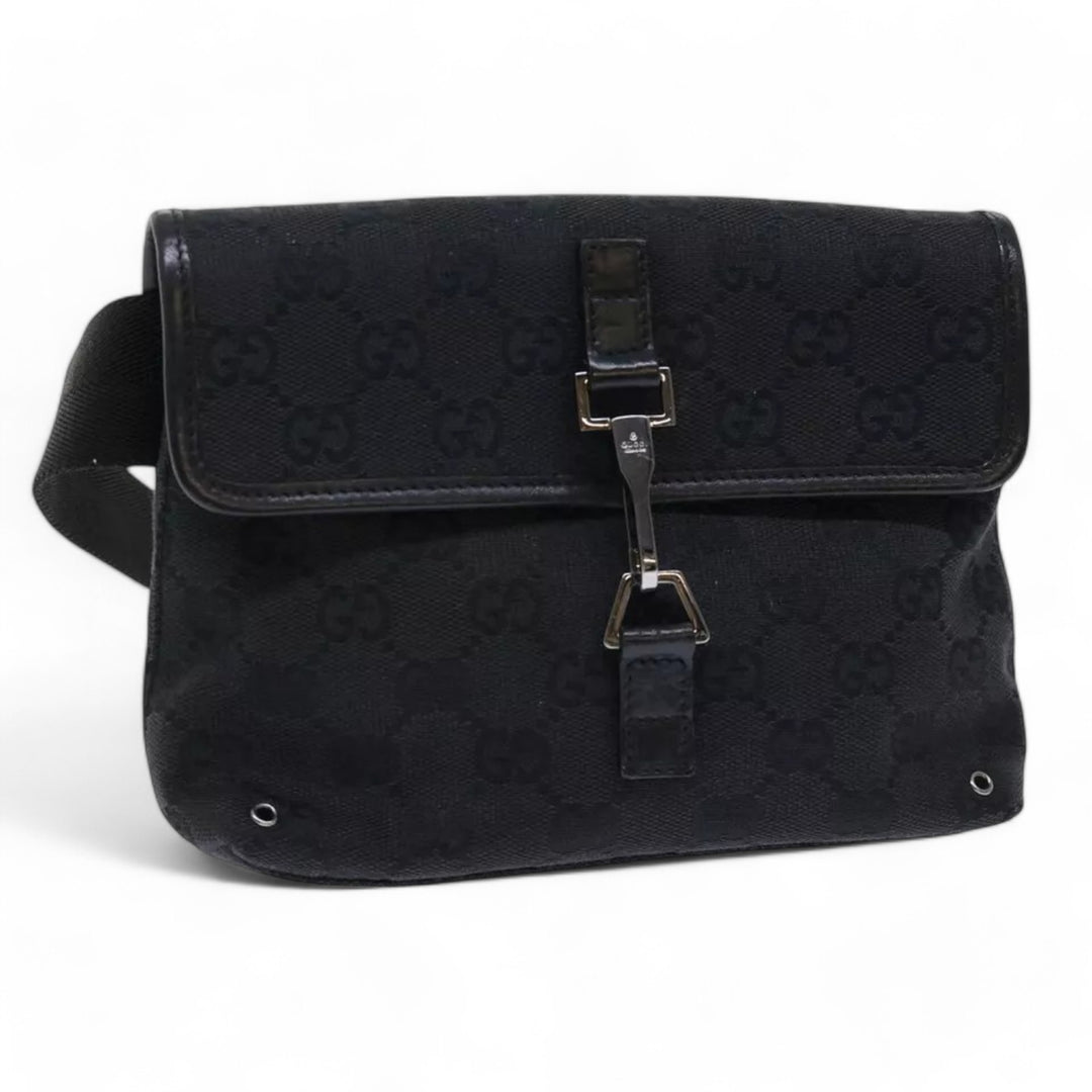 Gucci GG Canvas Waist Bag Black Unisex Shoulder Strap