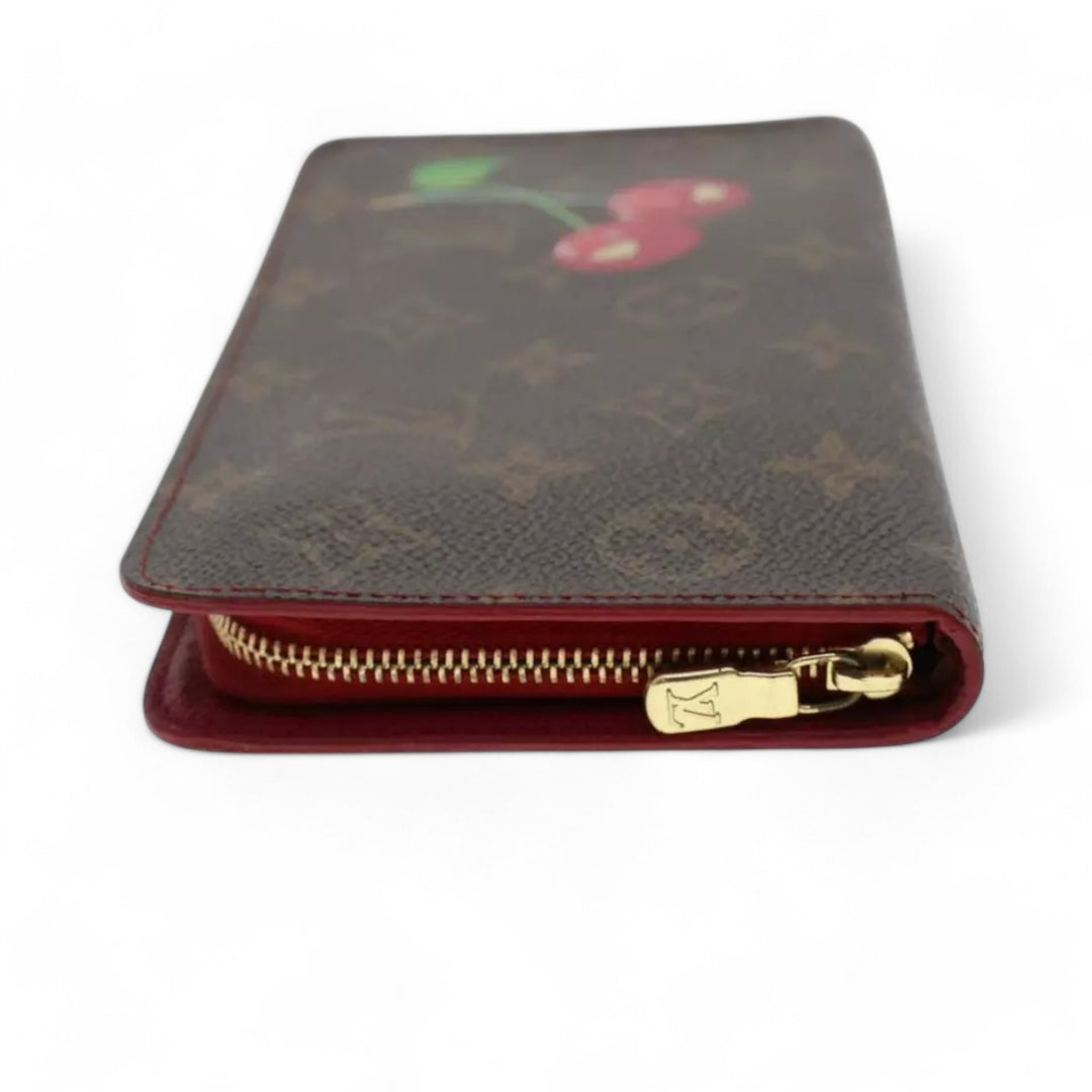 Louis Vuitton Monogram Cherry Porte Monnaie Zip Long Wallet Women's Brown