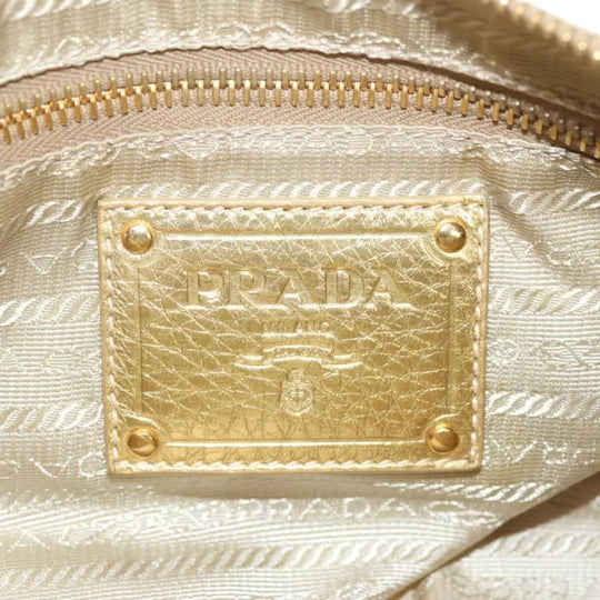 Prada Accessory Pouch Nylon Cream Gold Tassel Shoulder Bag Women Handbag