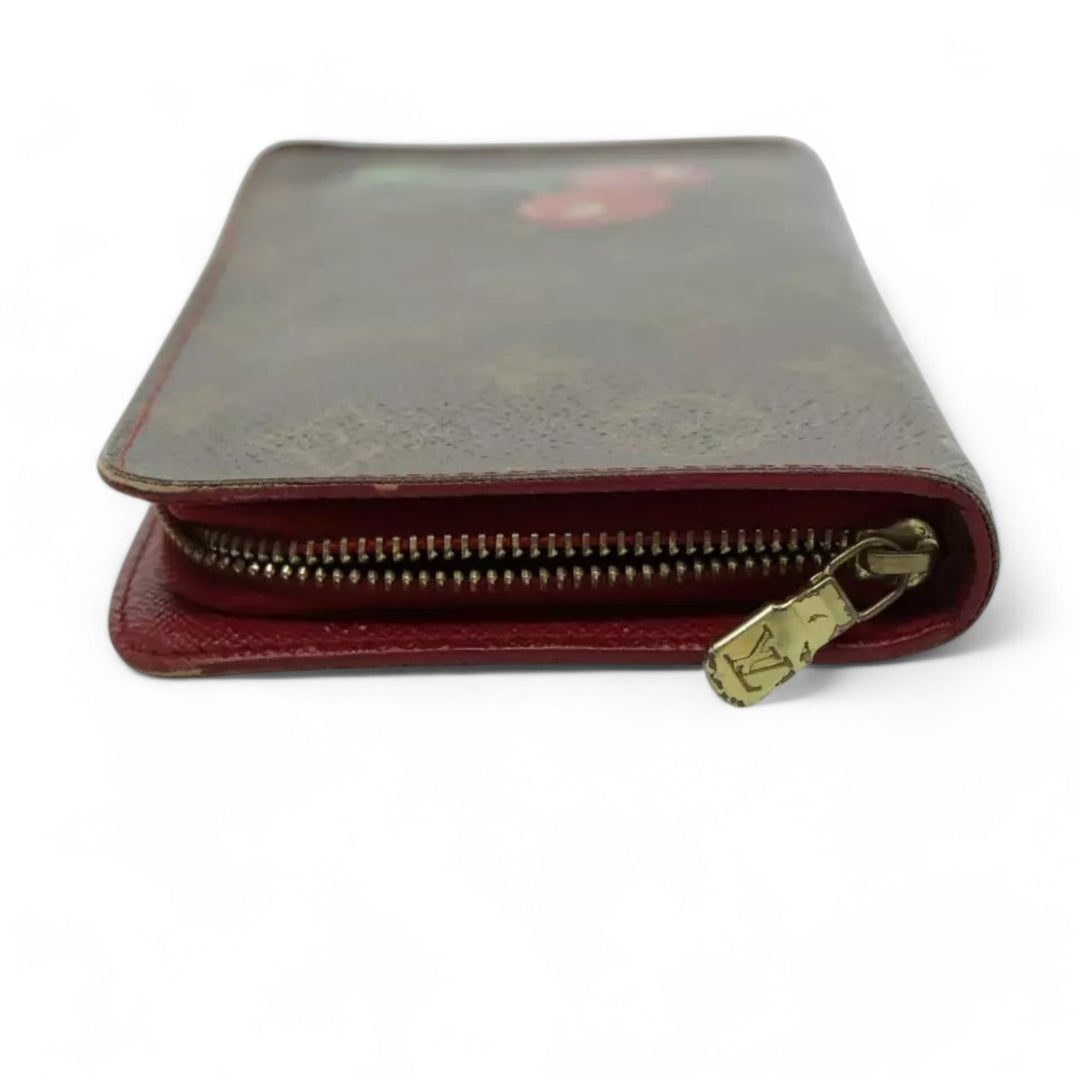 Louis Vuitton Vintage Monogram Cherry Zip Long Wallet Women Brown Red