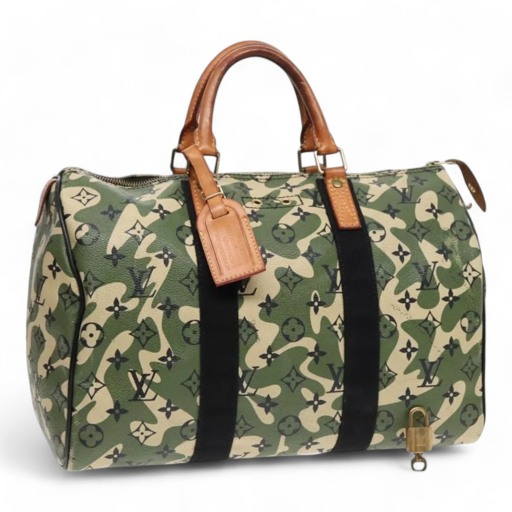 Louis Vuitton Camouflage Takashi Murakami Speedy 35 Handbag Women's Monogram Canvas