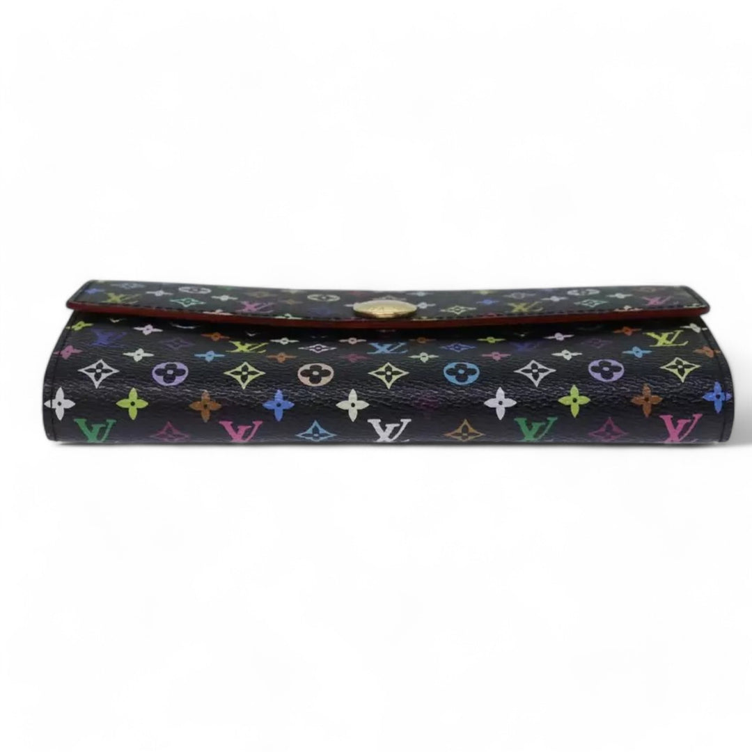 Louis Vuitton Multicolor Monogram Sarah Long Wallet Black Womens