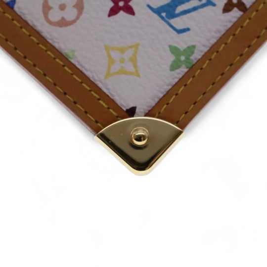 Louis Vuitton Monogram Multicolor Pochette Cles Coin Purse White Chain Wallet