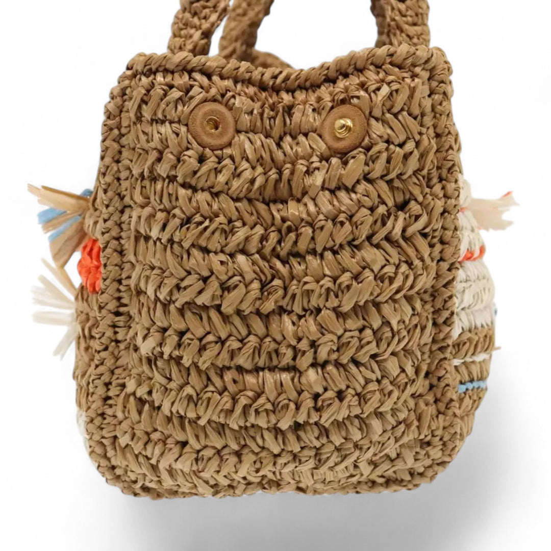 Prada Canapa Handbag Raffia 2way Beige Gold Women Authentic Tricot Caramel