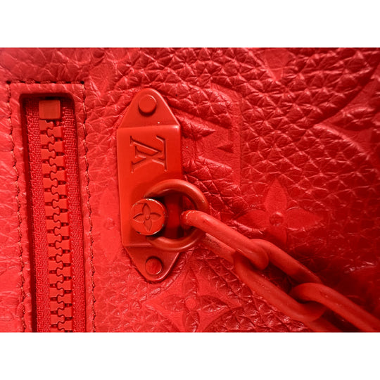 Louis Vuitton Solar Ray Pochette Volga Red Monogram Leather Clutch Bag Unisex Handbag Chain Strap