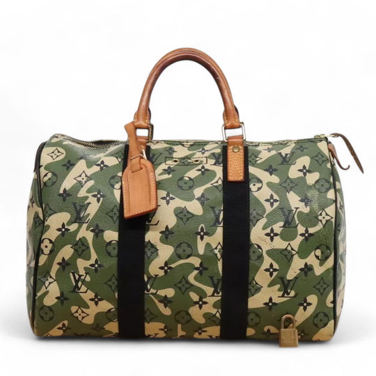 Louis Vuitton Camouflage Takashi Murakami Speedy 35 Handbag Women's Monogram Canvas