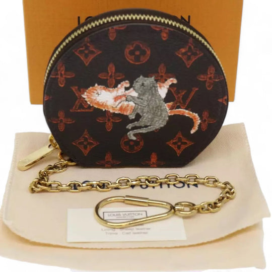 Louis Vuitton Catgram Chain Micro Powat Chapeau Coin Purse Monogram Canvas