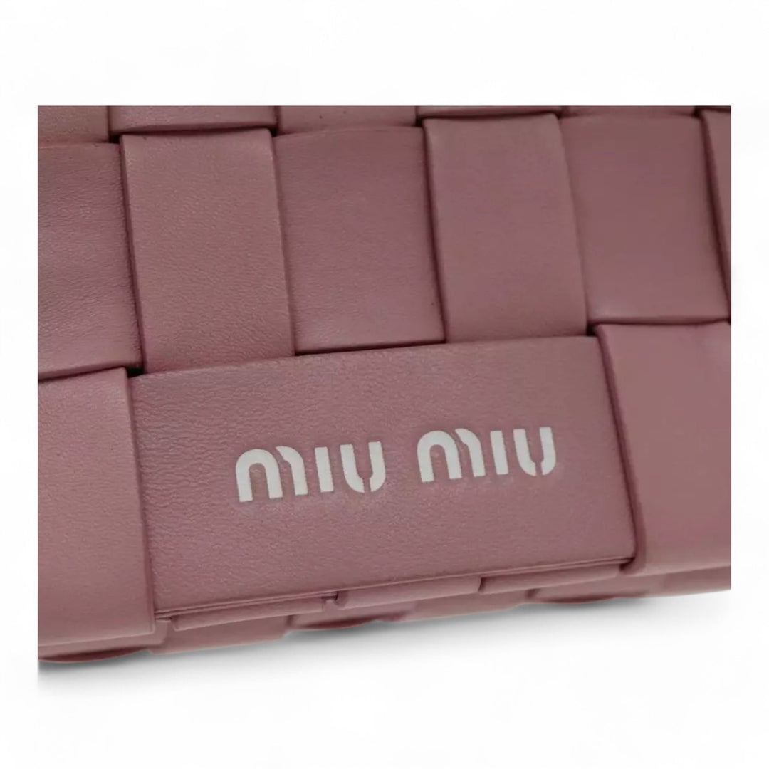 Miu Miu Shoulder Bag Leather Pink Silver Women Handbag Chain