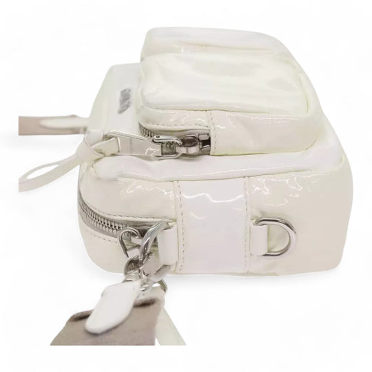 Miu Miu Shoulder Bag Enamel White Women Crossbody Purse with Strap and Pouch